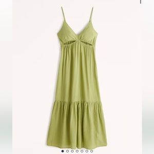 Abercrombie & Fitch Plunge Cut Out Green Maxi Dress